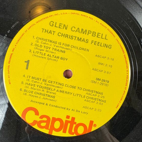 Vintage 1968 Glen Campbell That Christmas Feeling LP Vinyl Record - Picture 5 of 5